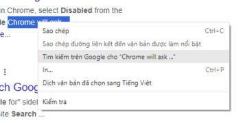 Tắt tính năng hiển thị Kết quả Tìm kiếm Google trong thanh bên