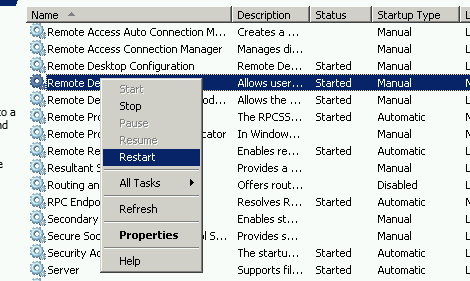 restart remote desktop services