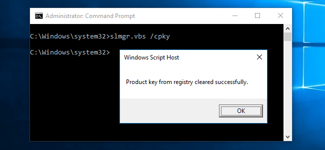 Sử dụng dòng lệnh slmgr.vbs / cpky để xóa dữ liệu mã bản quyền khỏi Registry.